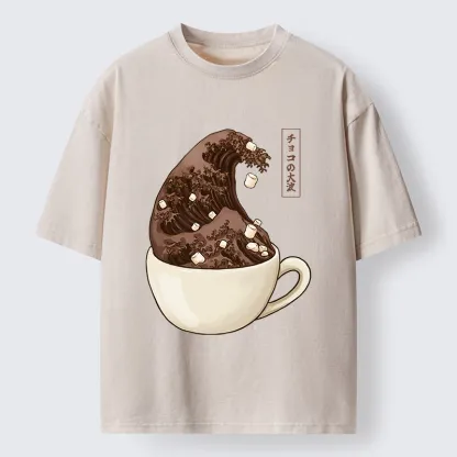 Tokyo-Tiger Coffee Wave Art Washed T-Shirt