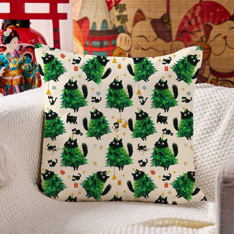 Tokyo-Tiger Christmas Tree Cat Japan Cushion Pillow