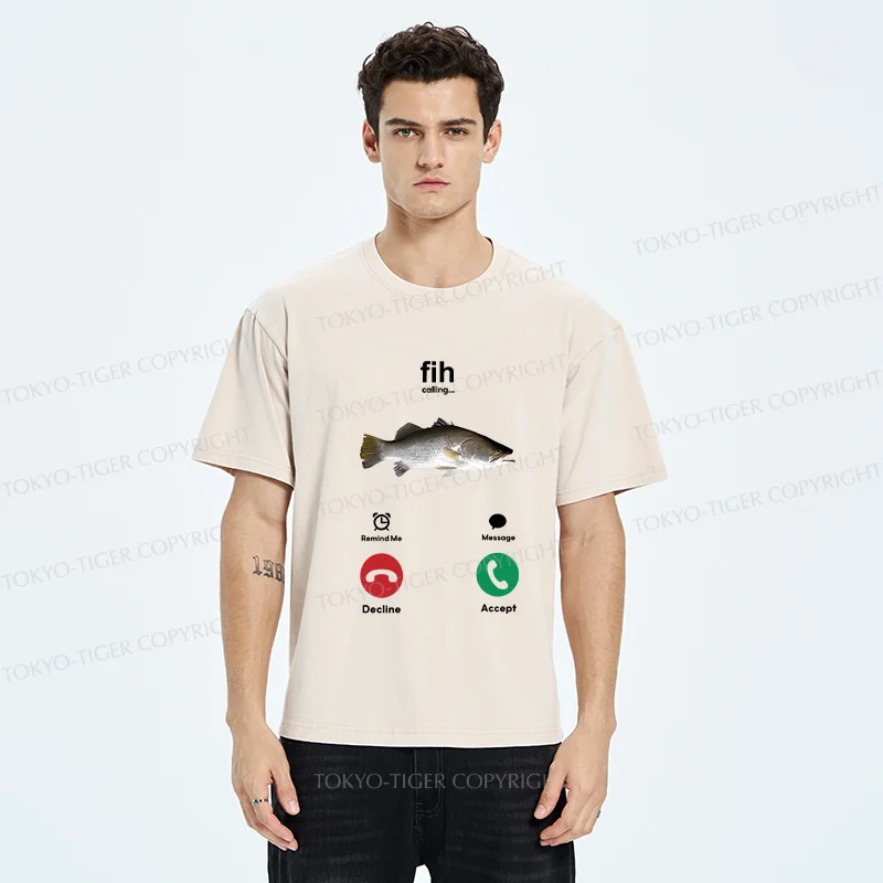 Tokyo-Tiger Fih Calling Washed T-Shirt