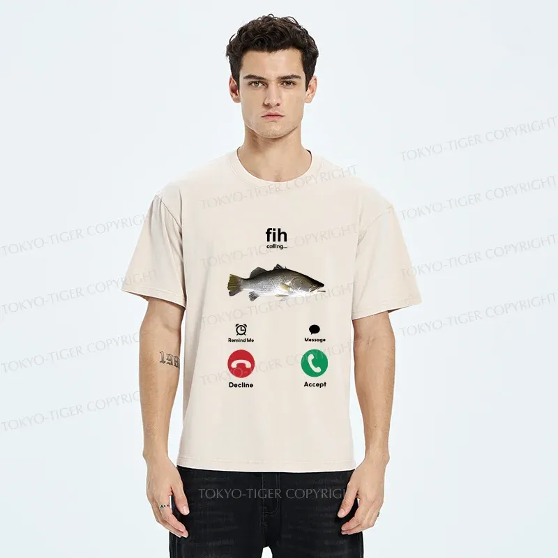Tokyo-Tiger Fih Calling Washed T-Shirt