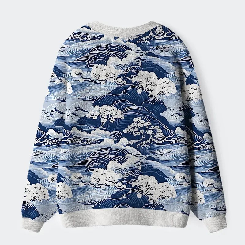 Tokyo-Tiger Traditional Japan Scenery Ugly Cardigan Sweater