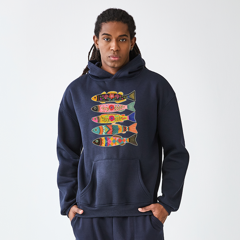 Tokyo-Tiger Colorful Patterned Fish Adult Fleece Hoodie