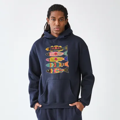 Tokyo-Tiger Colorful Patterned Fish Adult Fleece Hoodie