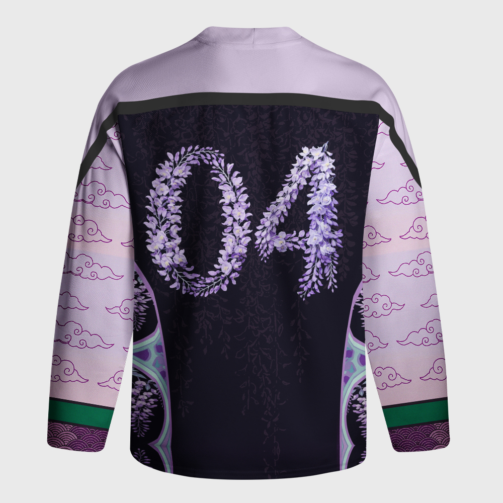 Tokyo-Tiger Wisteria Jpanese Flowers Long-Sleeve Hockey Jersey