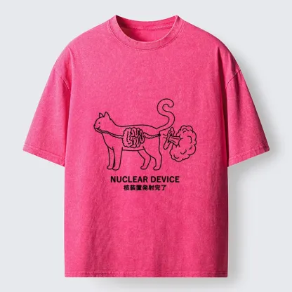 Tokyo‑Tiger Funny Nuclear Cat Meme Washed T‑Shirt