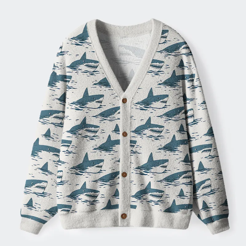 Tokyo-Tiger Sea Shark Ugly Cardigan Sweater