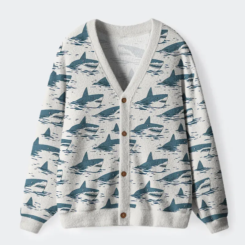 Tokyo-Tiger Sea Shark Ugly Cardigan Sweater