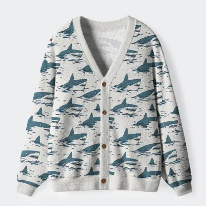 Tokyo-Tiger Sea Shark Ugly Cardigan Sweater