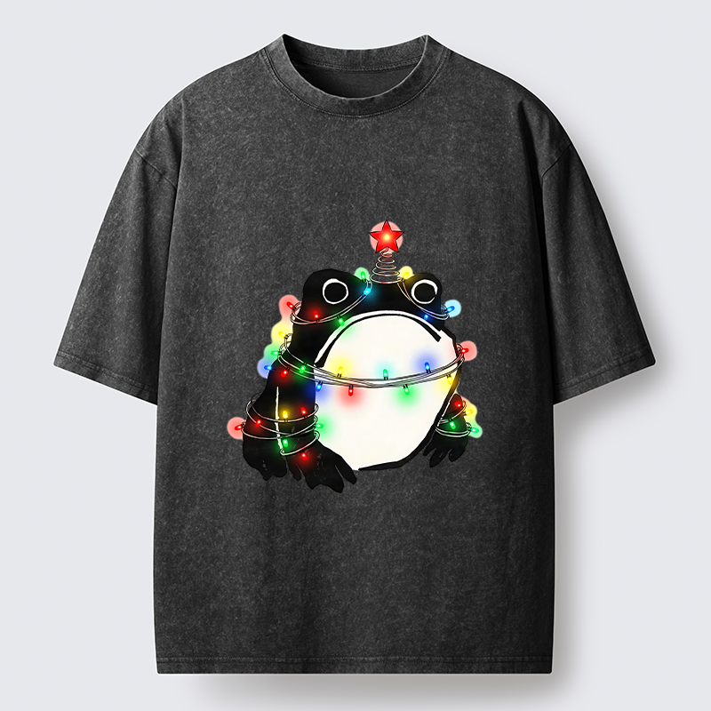 Tokyo-Tiger Christmas Lights Frog Washed T-Shirt