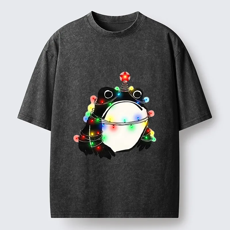 Tokyo-Tiger Christmas Lights Frog Washed T-Shirt