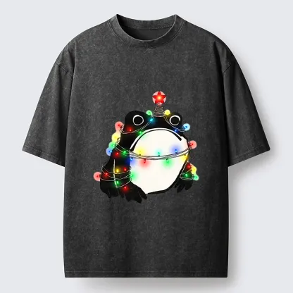 Tokyo-Tiger Christmas Lights Frog Washed T-Shirt