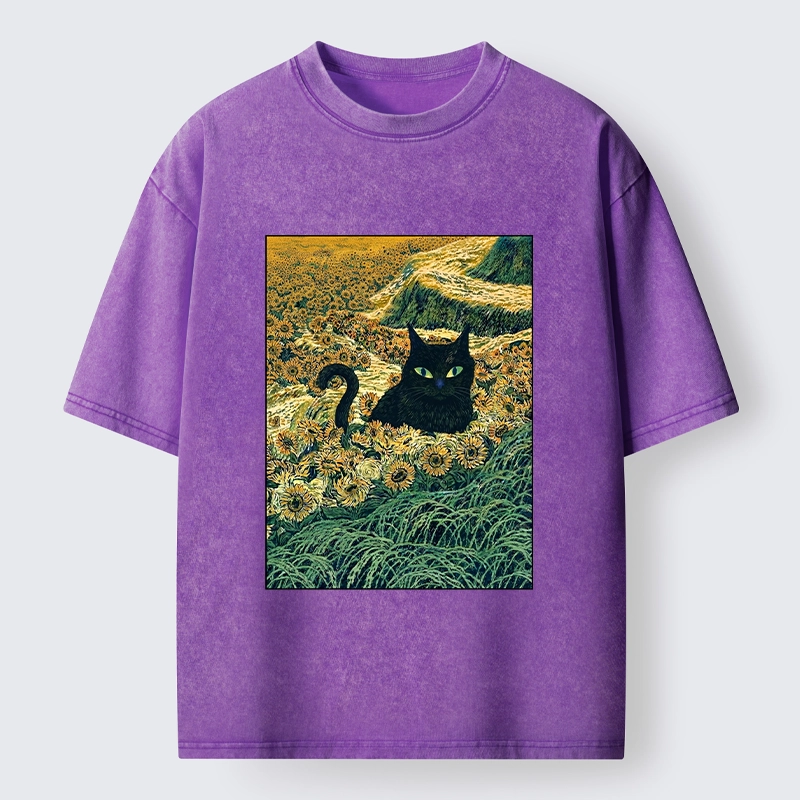 Tokyo‑Tiger Van Gogh Black Cat Washed T‑Shirt