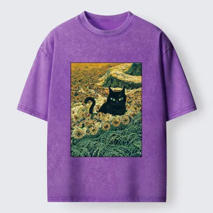 Tokyo‑Tiger Van Gogh Black Cat Washed T‑Shirt