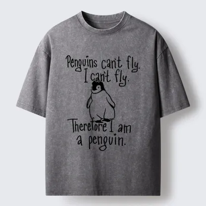 Tokyo-Tiger Silly Penguin Logic Meme Washed T-Shirt