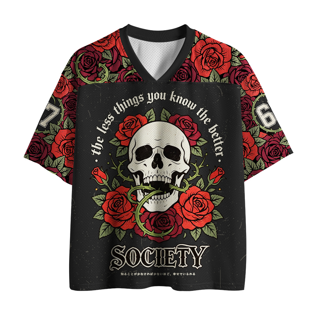 Tokyo-Tiger Society Rose Thorns Skull Mesh Jersey