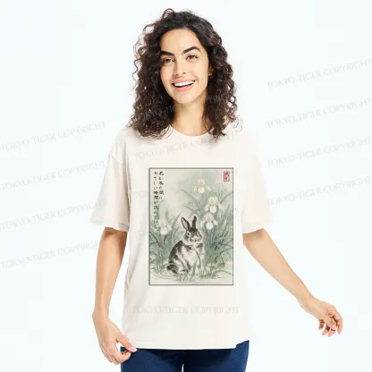 Tokyo-Tiger Little Rabbit Beneath the Blooming Irises Washed T-Shirt