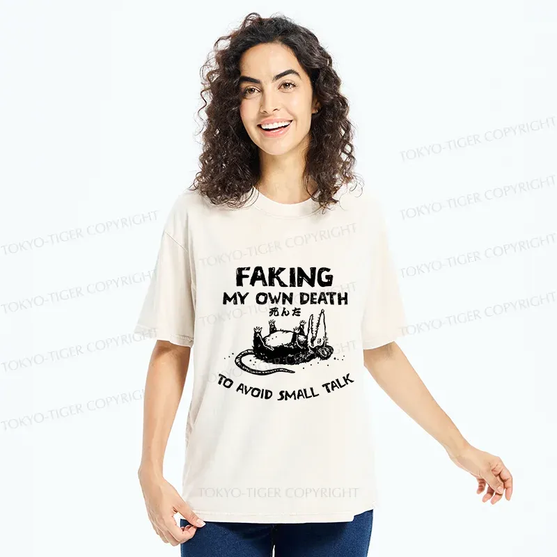 Tokyo-Tiger Avoid Conversation Washed T-Shirt