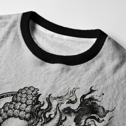 Tokyo-Tiger Buddha Demon Dual Nature Ink Art Fuzzy Christmas Ugly Sweatshirt