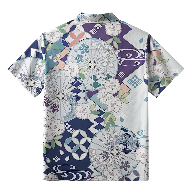 Tokyo-Tiger Floral And Umbrella Button-up Shirt