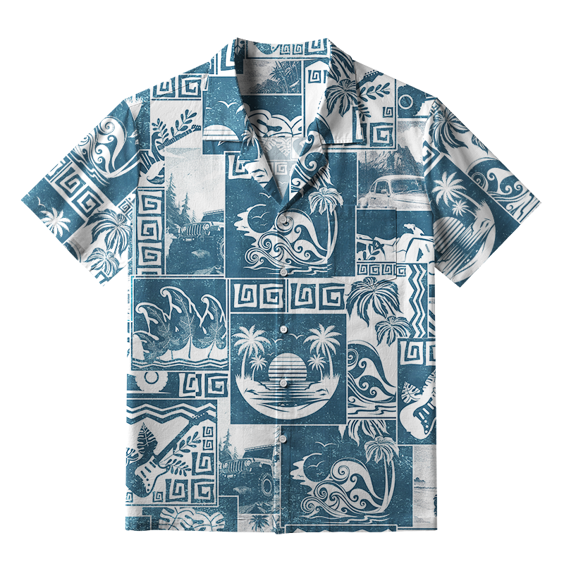 Tokyo-Tiger Tropical Island Collage Aloha Hawaiian Shirt