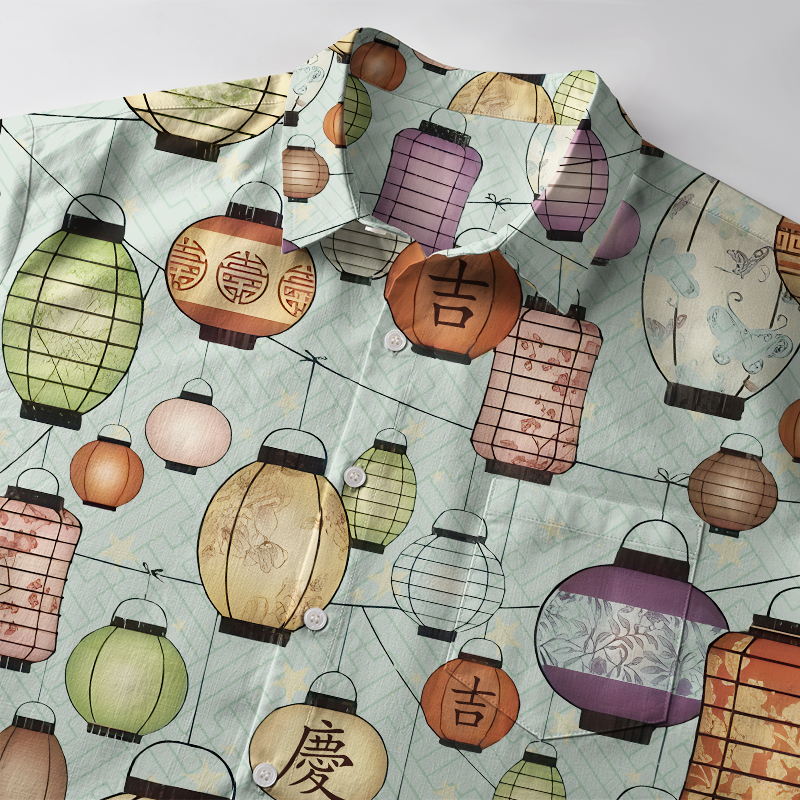 Tokyo-Tiger Starlit Lanterns Japanese Button-up Shirt