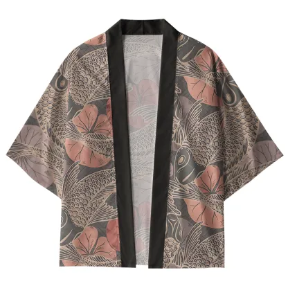 Tokyo-Tiger Swimming Koi Kimono Cardigan