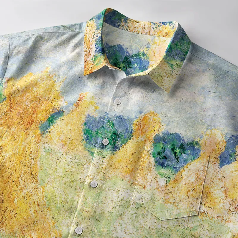 Tokyo-Tiger Black Cat Hiding Behind Haystack Button-up Shirt