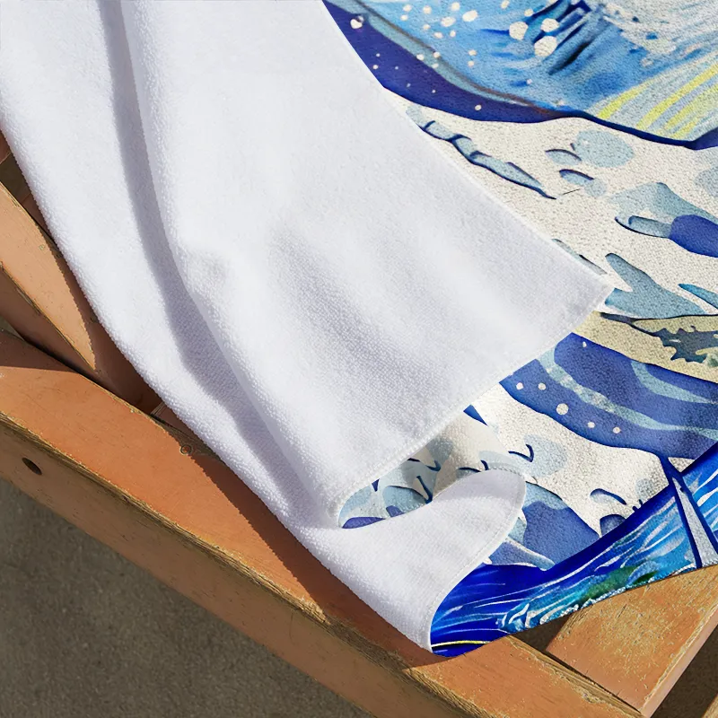 Tokyo-Tiger Waves Under The Starry Night Beach Towel