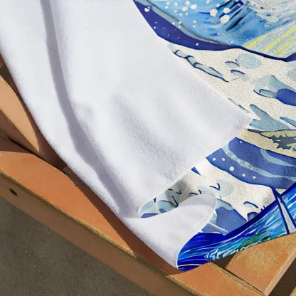 Tokyo-Tiger Waves Under The Starry Night Beach Towel