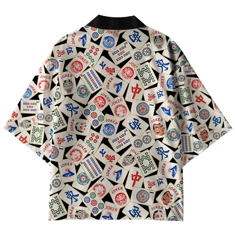Tokyo-Tiger Mahjong Tiles Kimono Cardigan