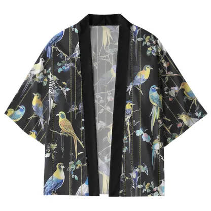 Tokyo-Tiger Parrots On Branch Kimono Cardigan