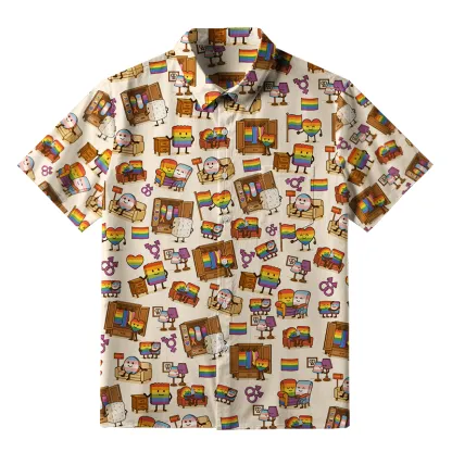 Tokyo-Tiger Pride Rainbow Sushi Button-up Shirt