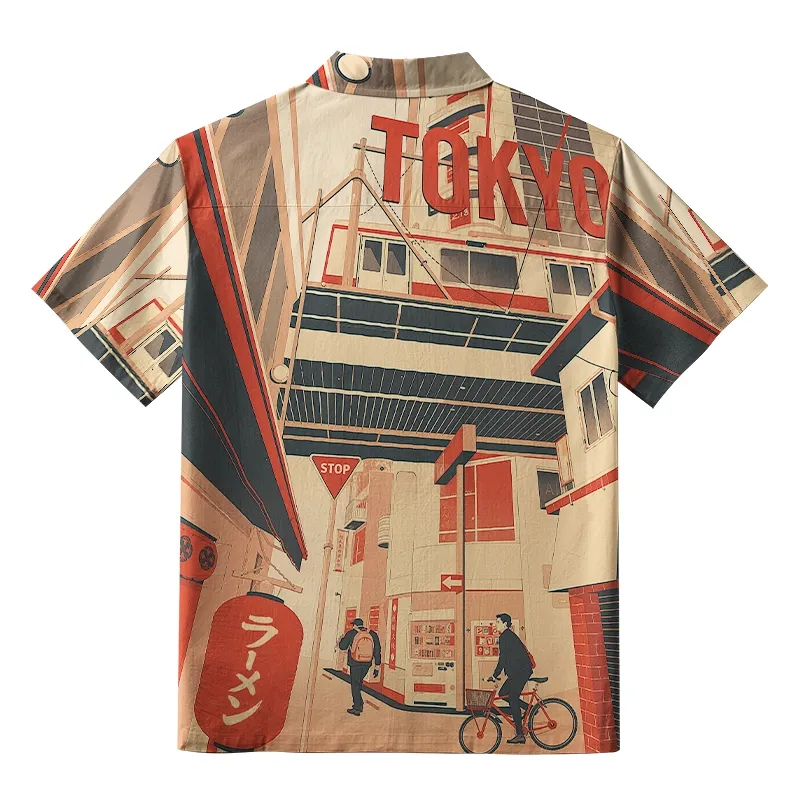 Tokyo-Tiger Tokyo Street Corner Aloha Hawaiian Shirt