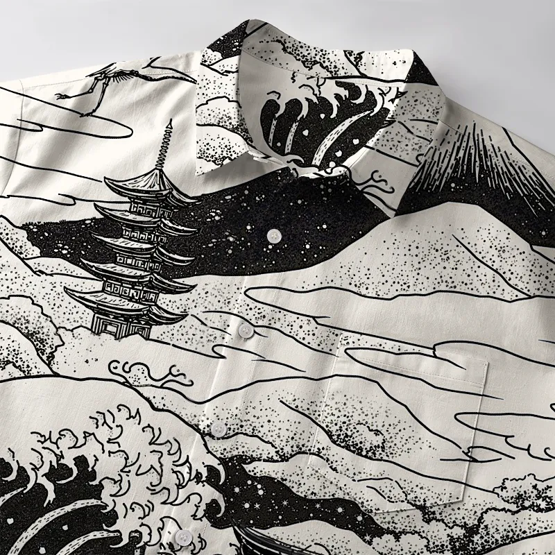 Tokyo-Tiger Retro Japanese landscape Button-up Shirt