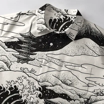 Tokyo-Tiger Retro Japanese landscape Button-up Shirt