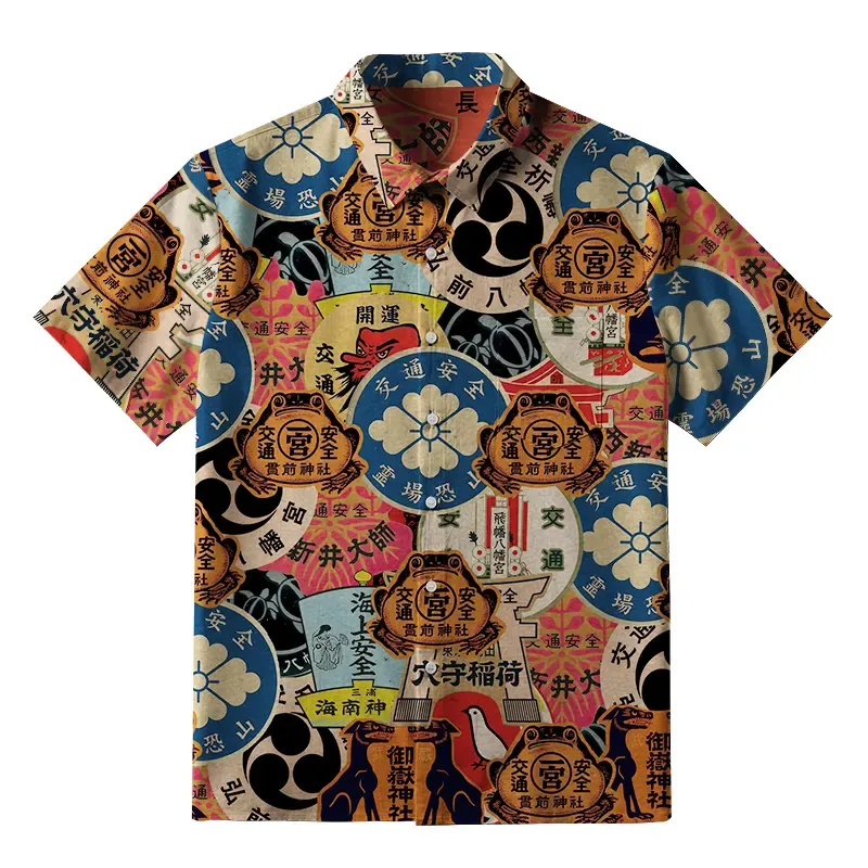 Tokyo-Tiger Japanese Amulet Button-up Shirt