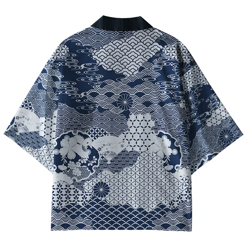 Tokyo-Tiger Elegant Floral Waves Kimono Cardigan