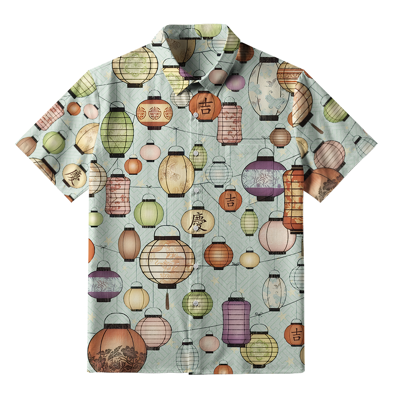 Tokyo-Tiger Starlit Lanterns Japanese Button-up Shirt