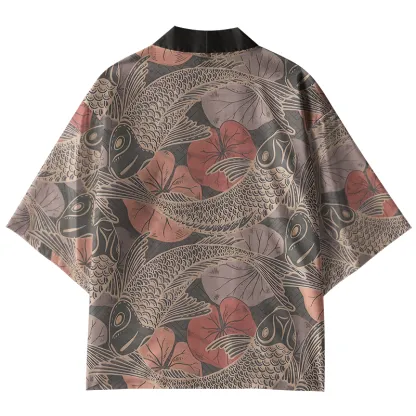 Tokyo-Tiger Swimming Koi Kimono Cardigan