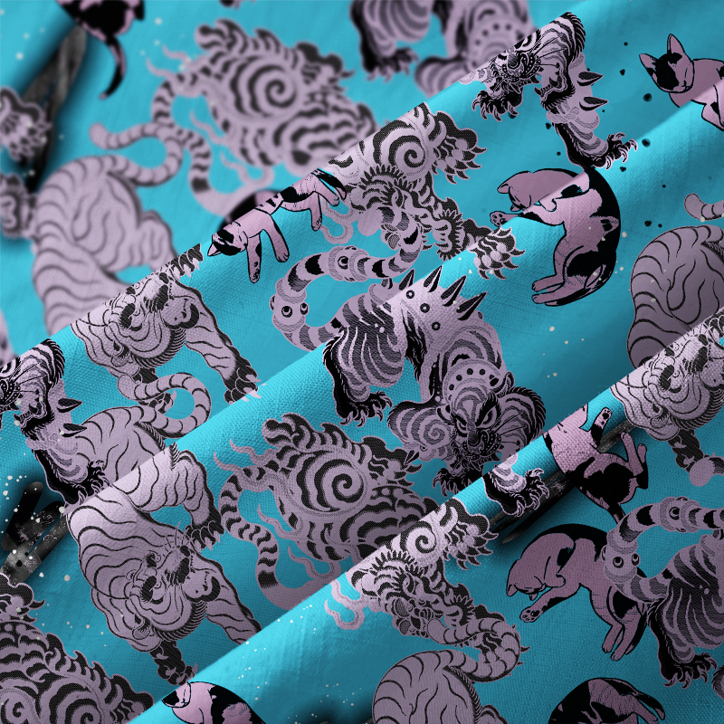 Tokyo-Tiger Hundred Tigers Blue Aloha Hawaiian Shirt