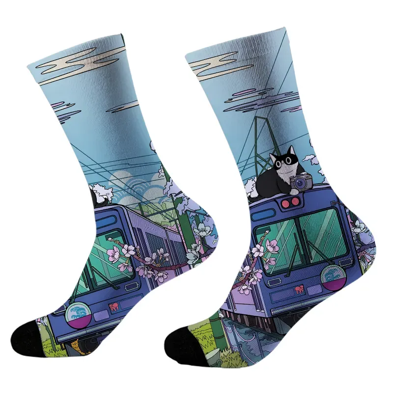 Tokyo-Tiger Black Cat On The Train Socks Sale