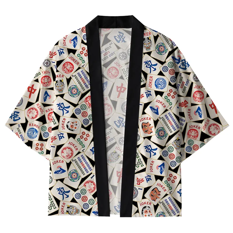 Tokyo-Tiger Mahjong Tiles Kimono Cardigan