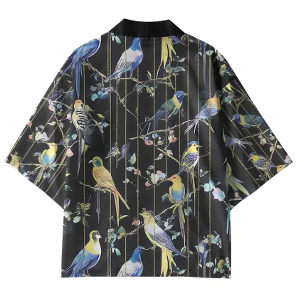 Tokyo-Tiger Parrots On Branch Kimono Cardigan