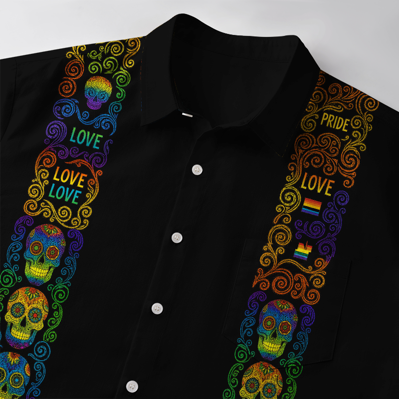 Tokyo-Tiger Neon Skull Pride Never Dies Button-up Shirt