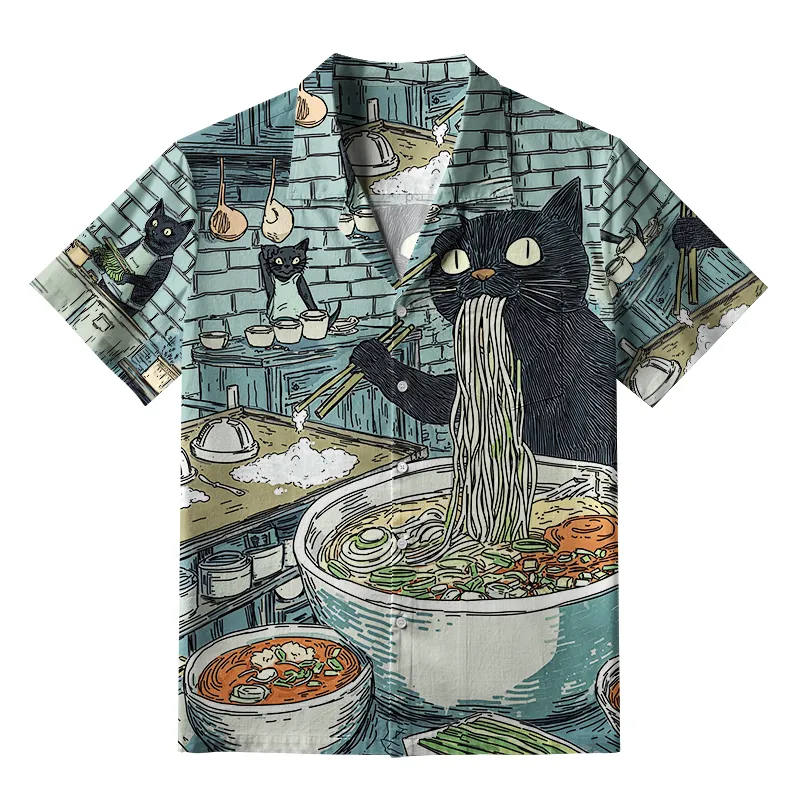 Tokyo-Tiger Cat In The Ramen Shop Aloha Hawaiian Shirt