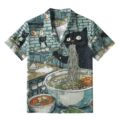 Tokyo-Tiger Cat In The Ramen Shop Aloha Hawaiian Shirt