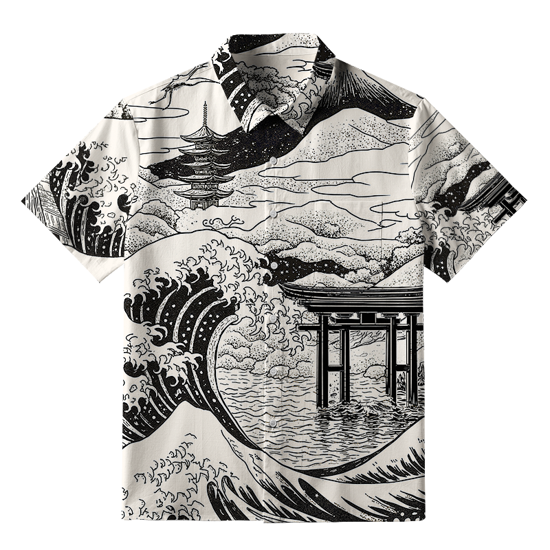 Tokyo-Tiger Retro Japanese landscape Button-up Shirt