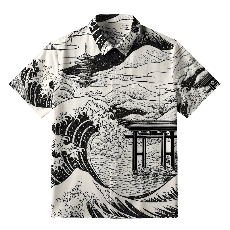 Tokyo-Tiger Retro Japanese landscape Button-up Shirt