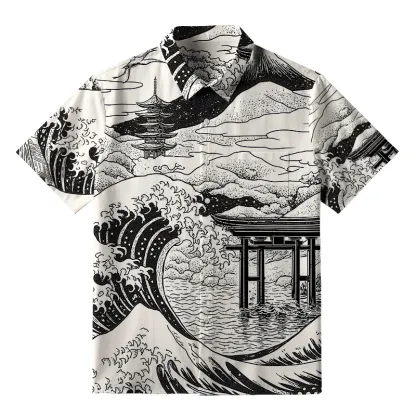 Tokyo-Tiger Retro Japanese landscape Button-up Shirt