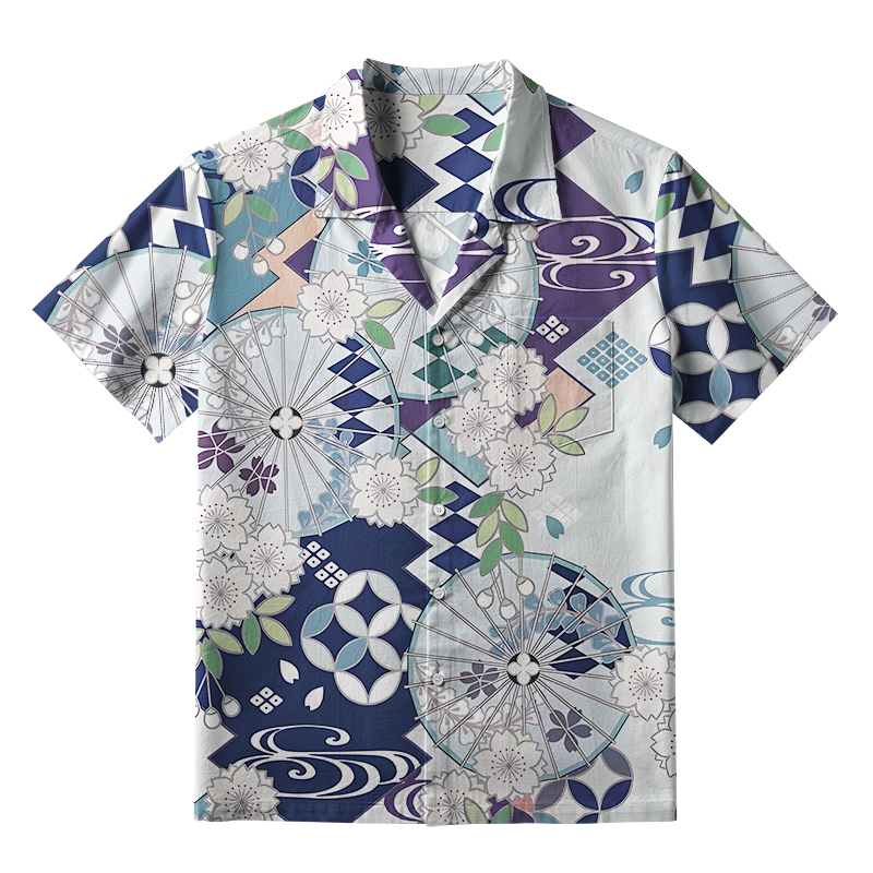 Tokyo-Tiger Floral And Umbrella Aloha Hawaiian Shirt